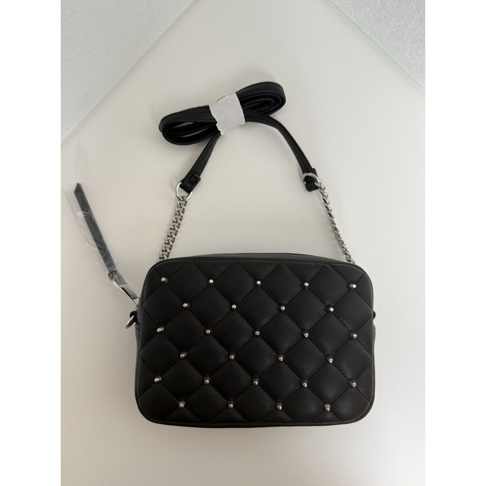 Rebecca Minkoff Diamond Quilt Studded Top-Zip Crossbody Bag Black NWT - Picture 1 of 3